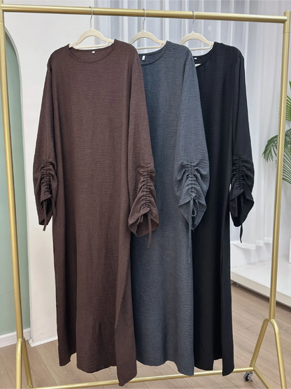 Lace-Up Sleeve Abaya Dress – Long Kaftan Party Robe for Women