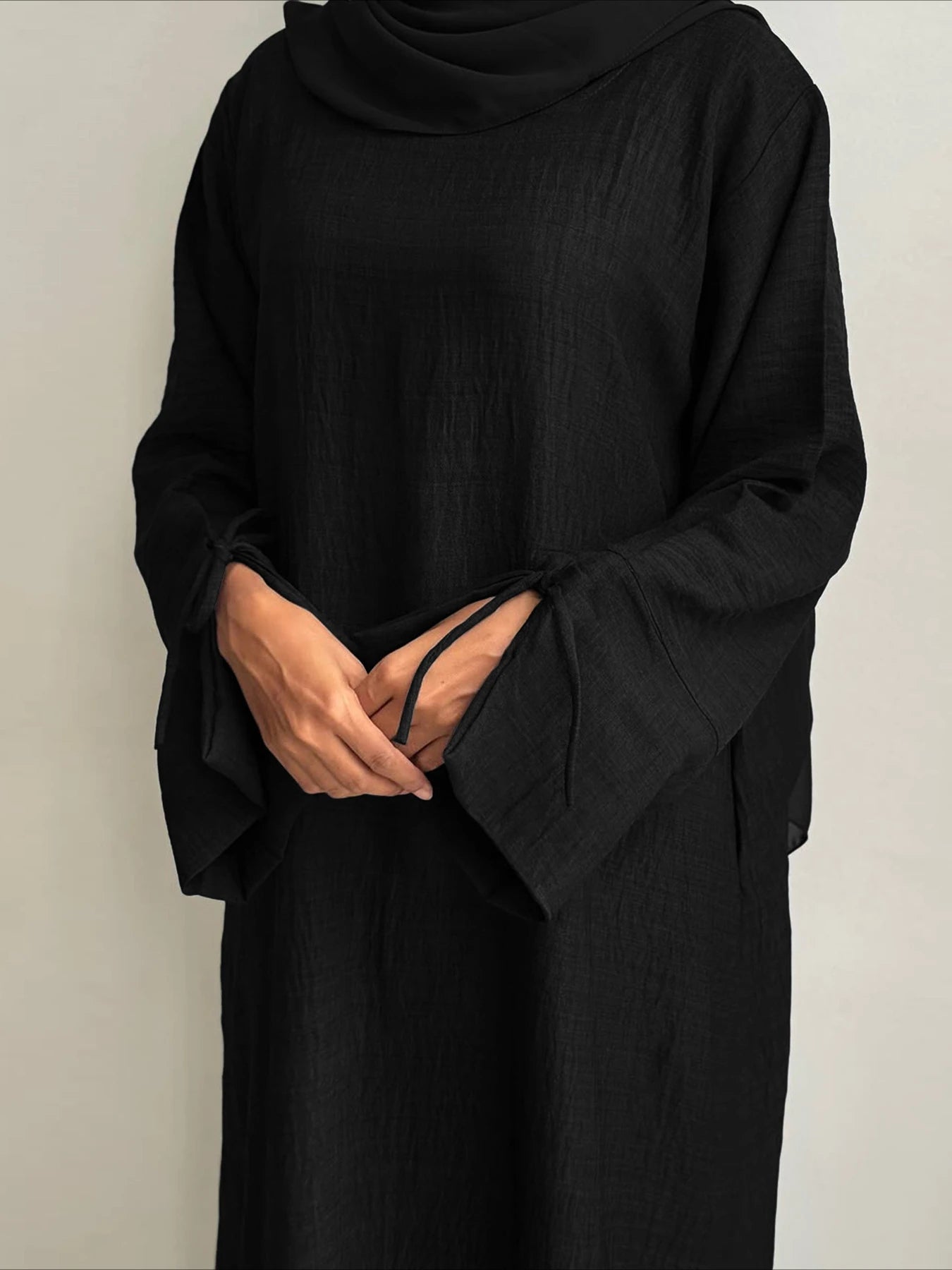 Dubai   Abaya Robe – Kaftan Style with Bow