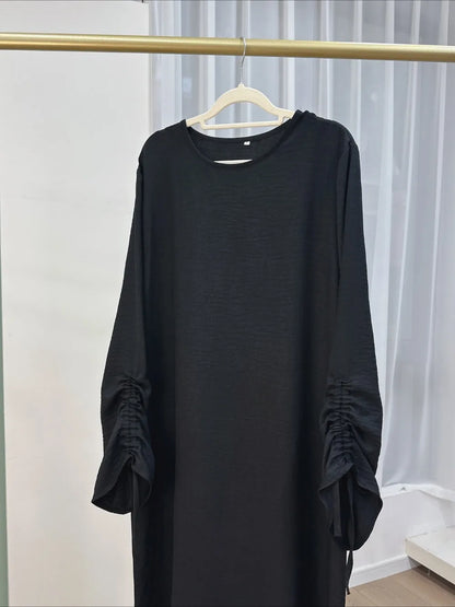 Lace-Up Sleeve Abaya Dress – Long Kaftan Party Robe for Women