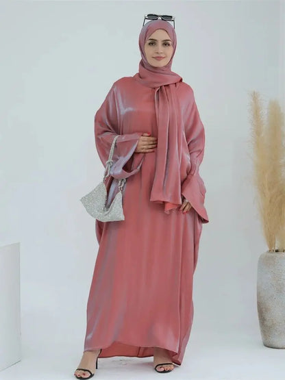Satin Khimar Abaya – Elegant Kaftan Dress for Women