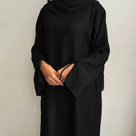 Loose Closed Abaya Dress for Women, Pullover Muslim Dress, Slit Cuffs, Casual Hijabi Outwear, Dubai Islamic Clothing, Ramadan