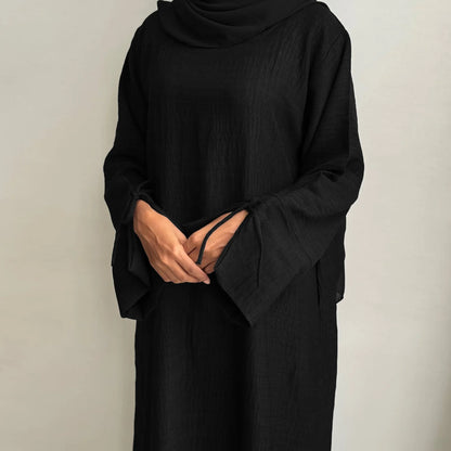 Loose Pullover Abaya Dress – Slit Cuffs Casual Hijabi Outerwear