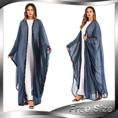 Trendy Dubai Open Lace Beaded Abaya