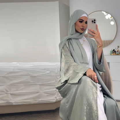 Satin Kimono Open Abaya – Kaftan Jalabiya Dress