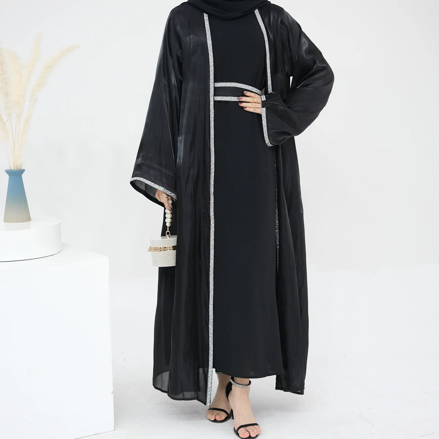 Dimond 3 Pieces sets Open Abaya