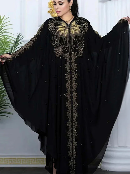 Bat Sleeve Abaya – Diamond Kaftan Dress, Dubai Morocco Style